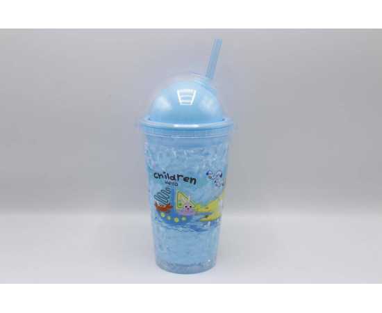 Children Hello Stylish Acrylic Double Wall Tumbler Cup With Straw (3029-6)