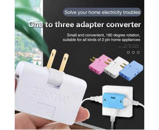 3 In 1 Extension Power Adapter Rotatable Plug Socket Converter 2500W