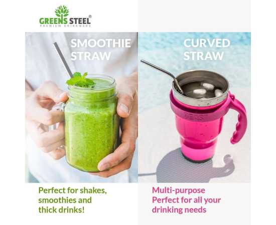 Straight Reusable Drinking Straws For Milkshake Drinks - Pack Of 5