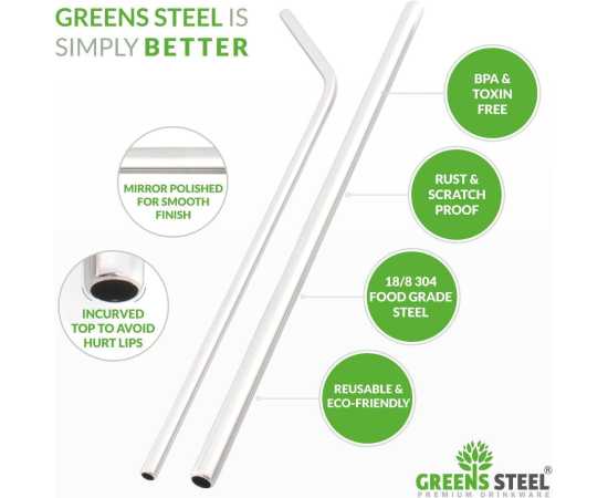 Straight Reusable Drinking Straws For Milkshake Drinks - Pack Of 5