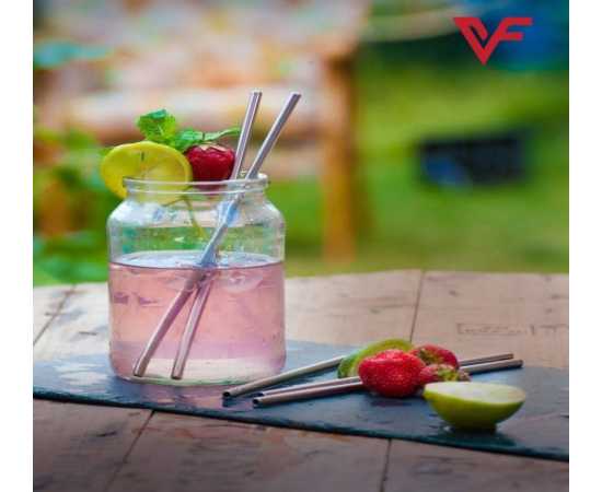 Straight Reusable Drinking Straws For Milkshake Drinks - Pack Of 5