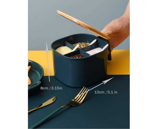 4 In 1 Partition Kitchen Seasoning Spice Box Set with Spoons