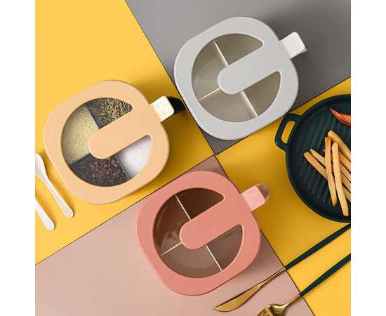 4 In 1 Partition Kitchen Seasoning Spice Box Set with Spoons4 In 1 Partition Kitchen Seasoning Spice Box Set with Spoons