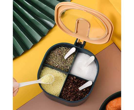 4 In 1 Partition Kitchen Seasoning Spice Box Set with Spoons