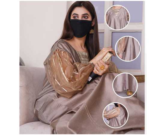 V-Neckline Viscose Fabric Organza Sleeves Stylish Jalabiya Dress V-Neckline Viscose Fabric Organza Sleeves Stylish Jalabiya Dress