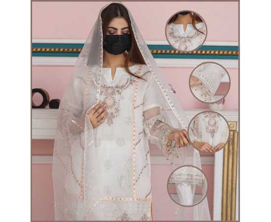 Exquisite 3-Piece Set with Embroidery and Lace Viscose Trouser Exquisite 3-Piece Set with Embroidery and Lace Viscose Trouser