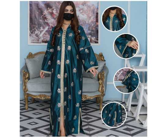 Stylish Jalabiya Sivi Lace V-Neckline with Hoodie Cap Khadi Viscose Fabric Dress Stylish Jalabiya Sivi Lace V-Neckline with Hoodie Cap Khadi Viscose Fabric Dress
