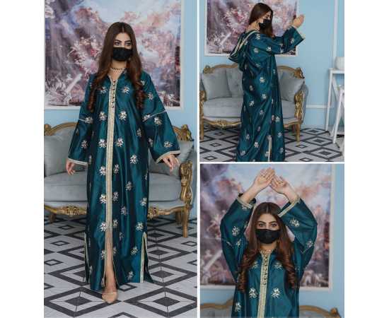Stylish Jalabiya Sivi Lace V-Neckline with Hoodie Cap Khadi Viscose Fabric Dress Stylish Jalabiya Sivi Lace V-Neckline with Hoodie Cap Khadi Viscose Fabric Dress
