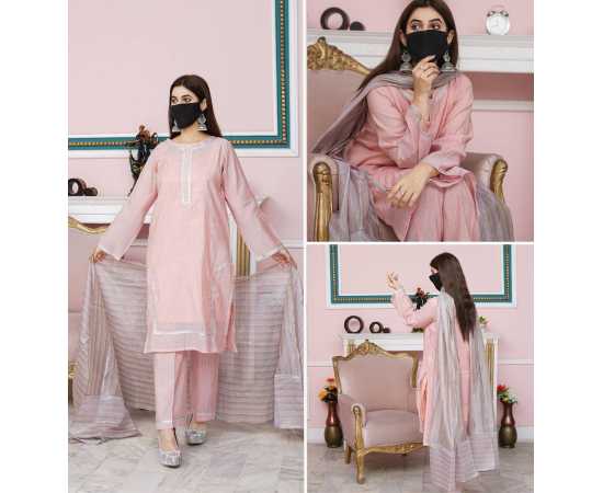 Elegant 3-Piece Set with Beautiful Lace and Organza Dupatta Full Sleeves Elegant 3-Piece Set with Beautiful Lace and Organza Dupatta Full Sleeves