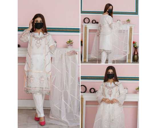 Exquisite 3-Piece Set with Embroidery and Lace Viscose Trouser Exquisite 3-Piece Set with Embroidery and Lace Viscose Trouser