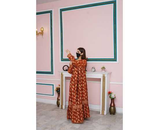 Boat Neckline Paper Cotton Fabric Long Sleeves Stylish Jalabiya Dress Boat Neckline Paper Cotton Fabric Long Sleeves Stylish Jalabiya Dress