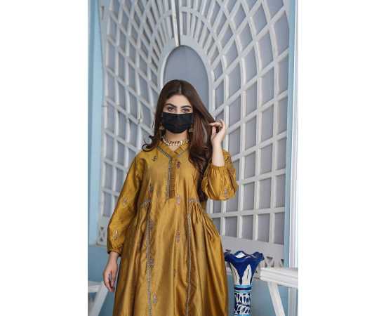 Frill Lace V-Neckline Khadi Viscose Fabric Flower Sleeves Stylish Jalabiya Dress Frill Lace V-Neckline Khadi Viscose Fabric Flower Sleeves Stylish Jalabiya Dress