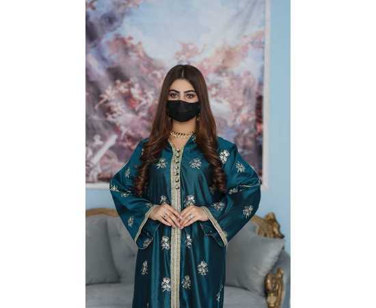 Stylish Jalabiya Sivi Lace V-Neckline with Hoodie Cap Khadi Viscose Fabric Dress Stylish Jalabiya Sivi Lace V-Neckline with Hoodie Cap Khadi Viscose Fabric Dress