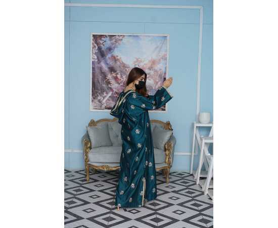 Stylish Jalabiya Sivi Lace V-Neckline with Hoodie Cap Khadi Viscose Fabric Dress Stylish Jalabiya Sivi Lace V-Neckline with Hoodie Cap Khadi Viscose Fabric Dress