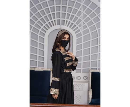 Embroidered Box Neckline Taj Embroidery Embroidered Sleeves Elegant Jalabiya Dress Embroidered Box Neckline Taj Embroidery Embroidered Sleeves Elegant Jalabiya Dress