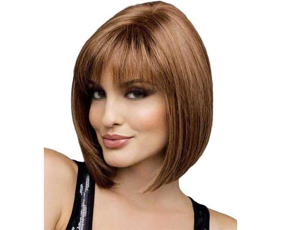Women Bob Wig Cosplay Synthetic Party Wig Short Straight Wigs (Brown)
