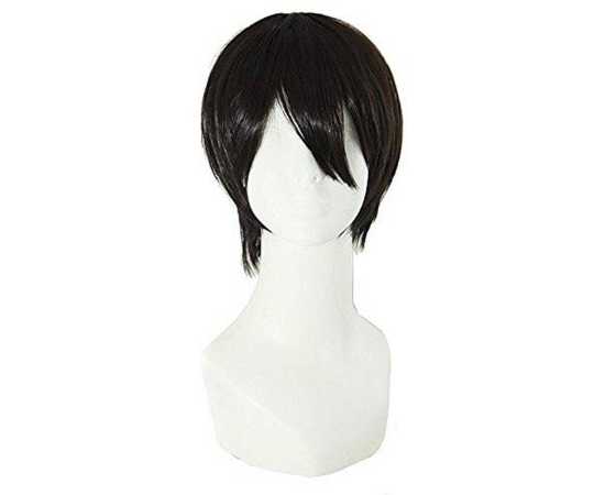 Men's Short Black Straight Wig
