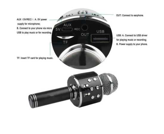 WS-858 Bluetooth Wireless Handheld Karaoke Mini Micophone