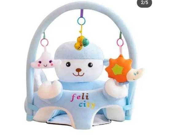 Baby Early Learning Cat Character Sofa Seat With Toy Bar - Blue