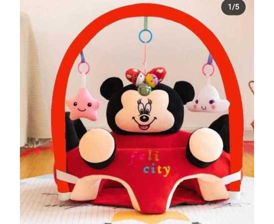 Kids Early Learning Mickey Mouse Sofa Seat With Toy Bar - Red