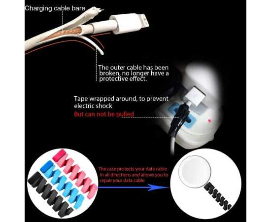 Pack of 4 PCS Spiral Silicone Cable Protectors