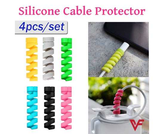 Pack of 4 PCS Spiral Silicone Cable Protectors