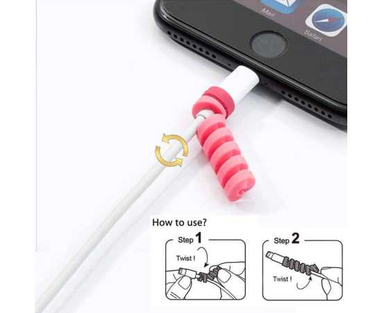 Pack of 4 PCS Spiral Silicone Cable Protectors