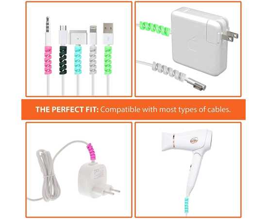 Pack of 4 PCS Spiral Silicone Cable Protectors