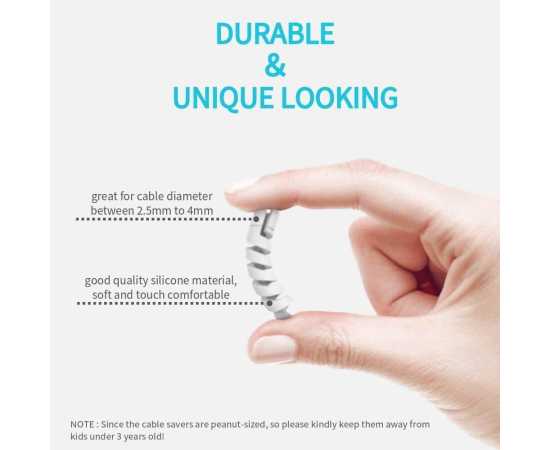 Pack of 4 PCS Spiral Silicone Cable Protectors