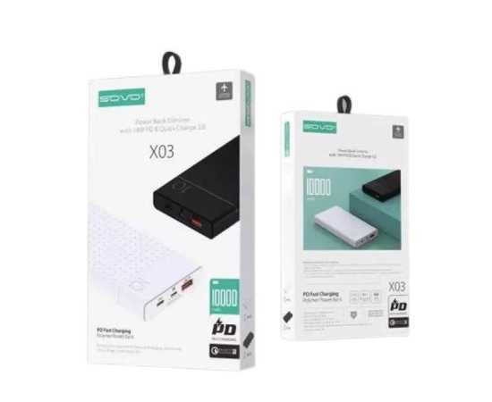 SOVO X03 PD Fast Charging Power Bank - 10000mah