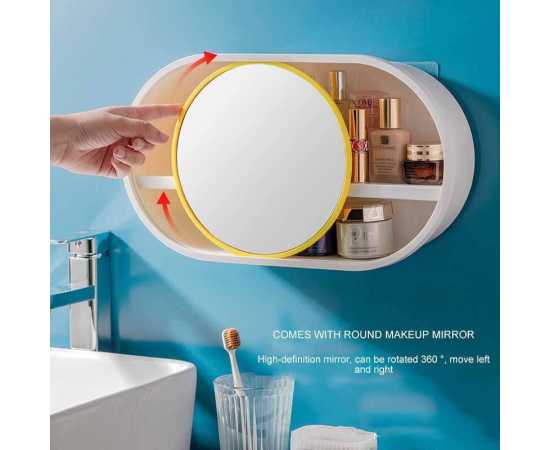 Wall Mount Bathroom Cabinet Organizer With Sliding Mirror