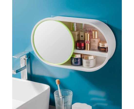 Wall Mount Bathroom Cabinet Organizer With Sliding Mirror