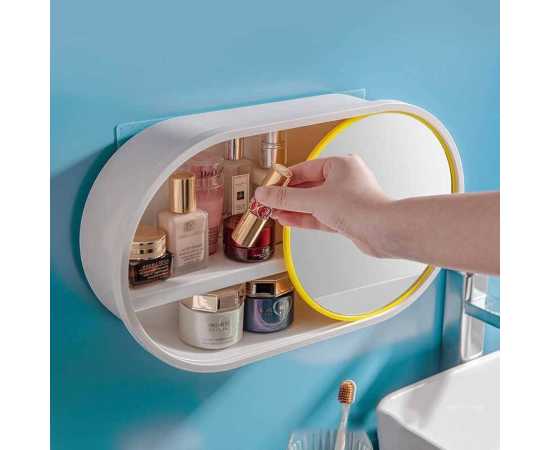 Wall Mount Bathroom Cabinet Organizer With Sliding Mirror