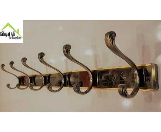 Six pins cloth hanger wall mounted in Aluminium