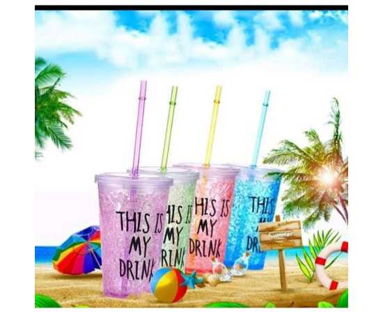 Acrylic Frosty Mason Jar Glass with Straw - 1 Piece