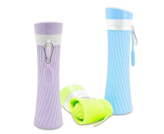 Foldable Collapsible Silicone Water Bottle - 500ml