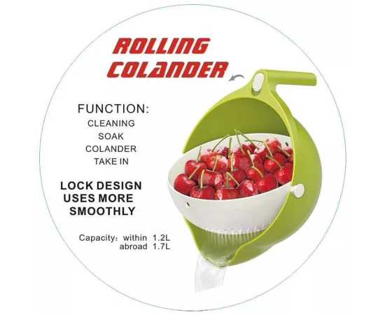 4 in 1 Rolling Colander Washer Strainer with Handle