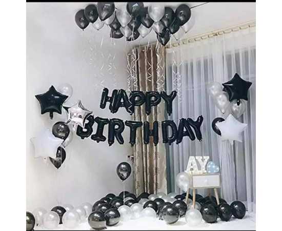 Black 13 Pcs Happy Birthday Foil Balloons Set - 16 Inch