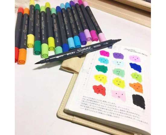 SignMe Pack of 48 PCS Dual Tip Watercolor Brush  Markers for Sketching