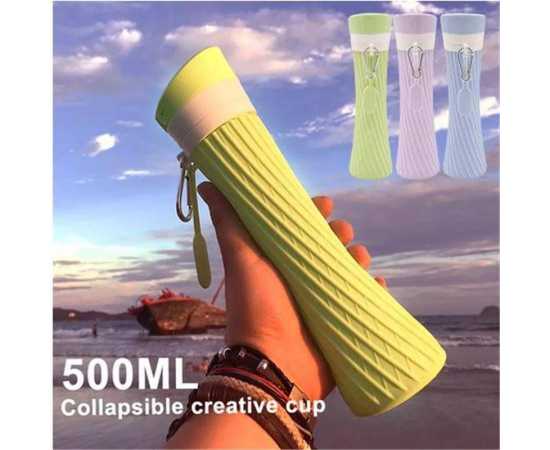 Foldable Collapsible Silicone Water Bottle - 500ml