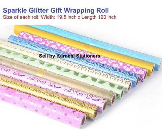 Sparkling Glitter Wrapping Sheet Roll - Pack of 15