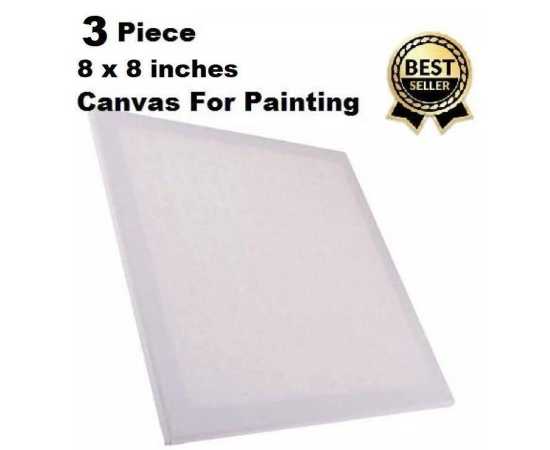 8 X 8 Inches Canvas For Painting - Pack of 3