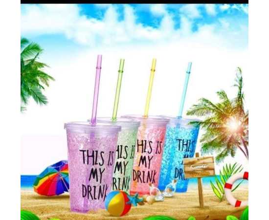 Acrylic Frosty Mason Jar Glass with Straw - Pack of 4