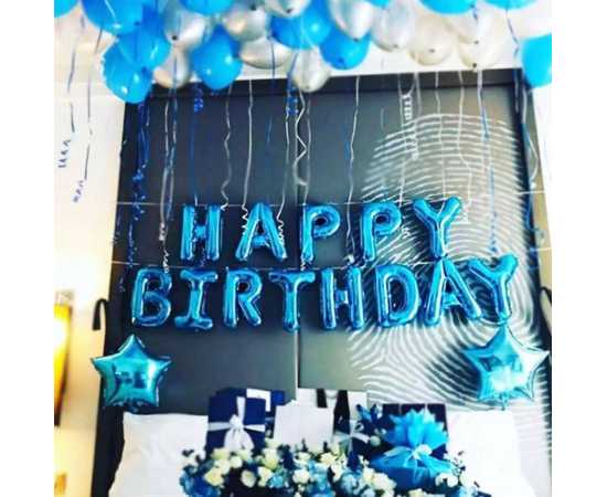 Shining Blue 13 Pcs Happy Birthday Foil Balloons Set