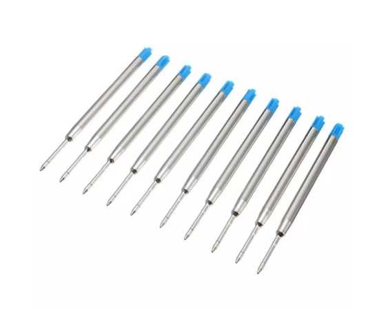 Pack of 10 - Blue Ballpoint Pen Refills With Ink Blue