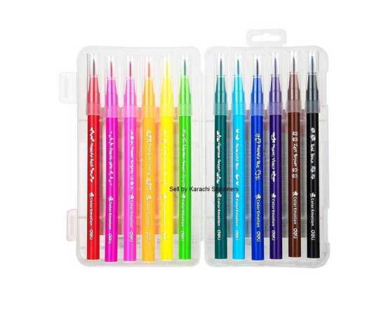 Pack of 12 Deli Brush Watercolor Brush Markers for calligraphy