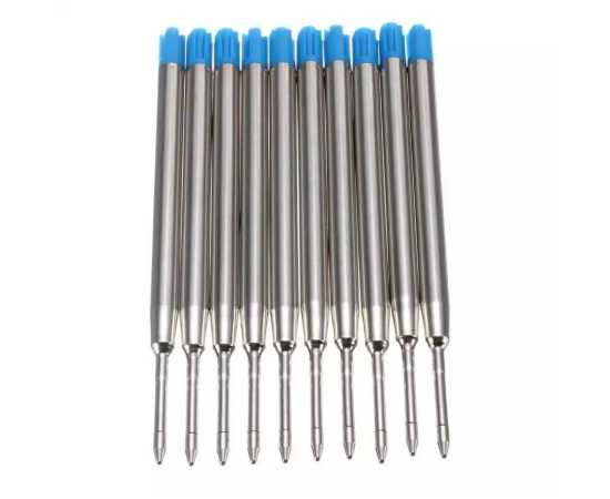 Pack of 10 - Blue Ballpoint Pen Refills With Ink Blue
