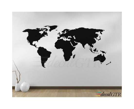 Chalkboard World Map Wall Sticker with 2 chalks