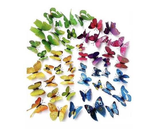 Pack of 12- 3D PVC Butterfly Wall Stickers DecorationPack of 12- 3D PVC Butterfly Wall Stickers DecorationPack of 12- 3D PVC Butterfly Wall Stickers Decoration