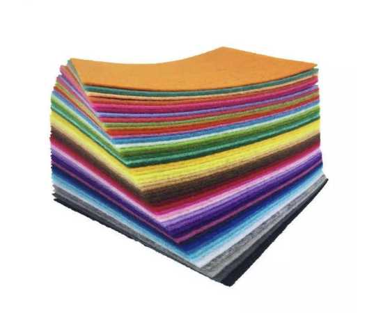 Pack of 24 - Plain Felt Fabric Sheets - 4x4 Inches